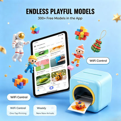 ugee Funbox 兒童 3D 印表機，新手零挫折體驗，配備 HEPA 安全濾網，STEM 益智禮物