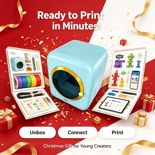 ugee Funbox Kids 3D Printer, Zero‑frustration for Beginners, HEPA Safe Filter STEM Toy Gift