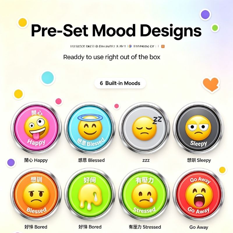Daily Pin Badge | Smart LED Digital Badge | Cyber‑Style Wearable Pin with 6 Preset Emojis