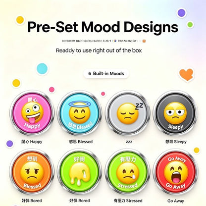 Daily Pin Badge | Smart LED Digital Badge | Cyber‑Style Wearable Pin with 6 Preset Emojis