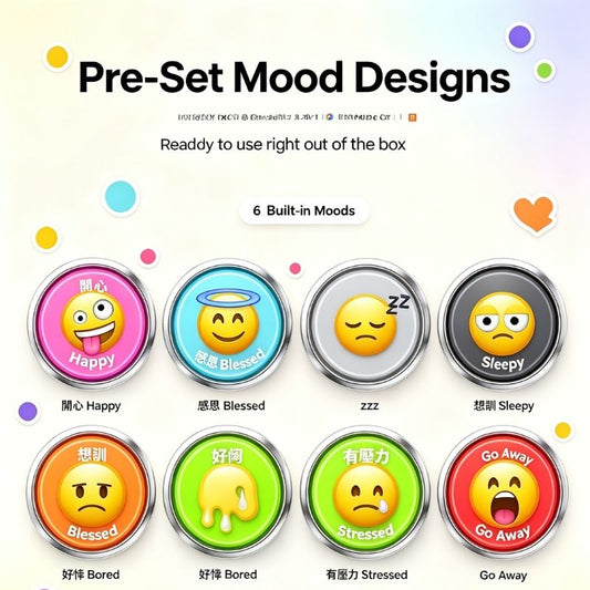 Daily Pin Badge | Smart LED Digital Badge | Cyber‑Style Wearable Pin with 6 Preset Emojis