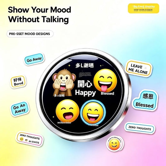 Daily Pin Badge | Smart LED Digital Badge | Cyber‑Style Wearable Pin with 6 Preset Emojis