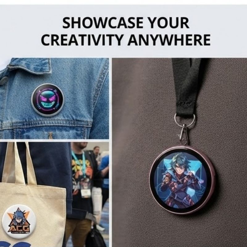Smart LED Digital Badge | Cyber-Style Pin | ACG Fans & Creators | Mood Badge