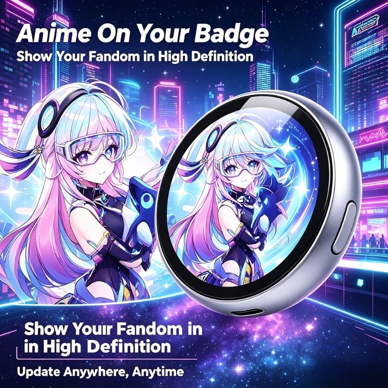Smart LED Digital Badge | Cyber-Style Pin | ACG Fans & Creators | Mood Badge