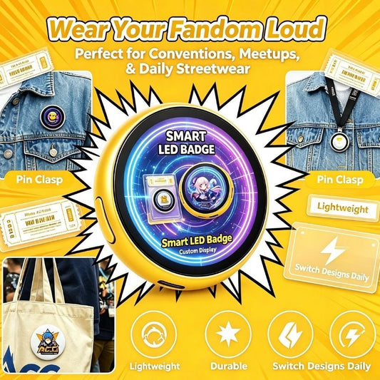 Smart LED Digital Badge | Cyber-Style Pin | ACG Fans & Creators | Mood Badge